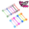 Acrylic glow-in-the-dark UV tongue barbells