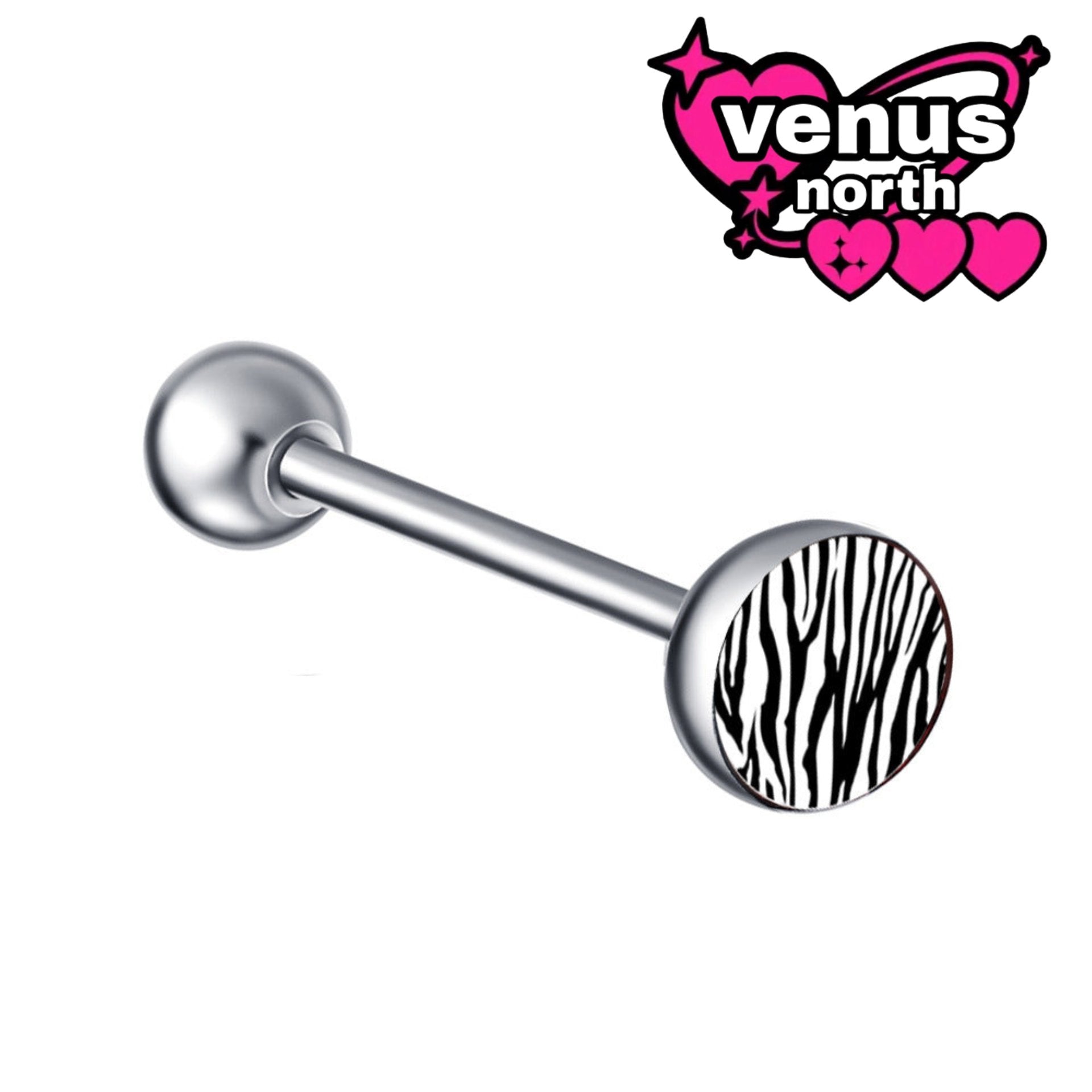Graphic acrylic tongue barbell