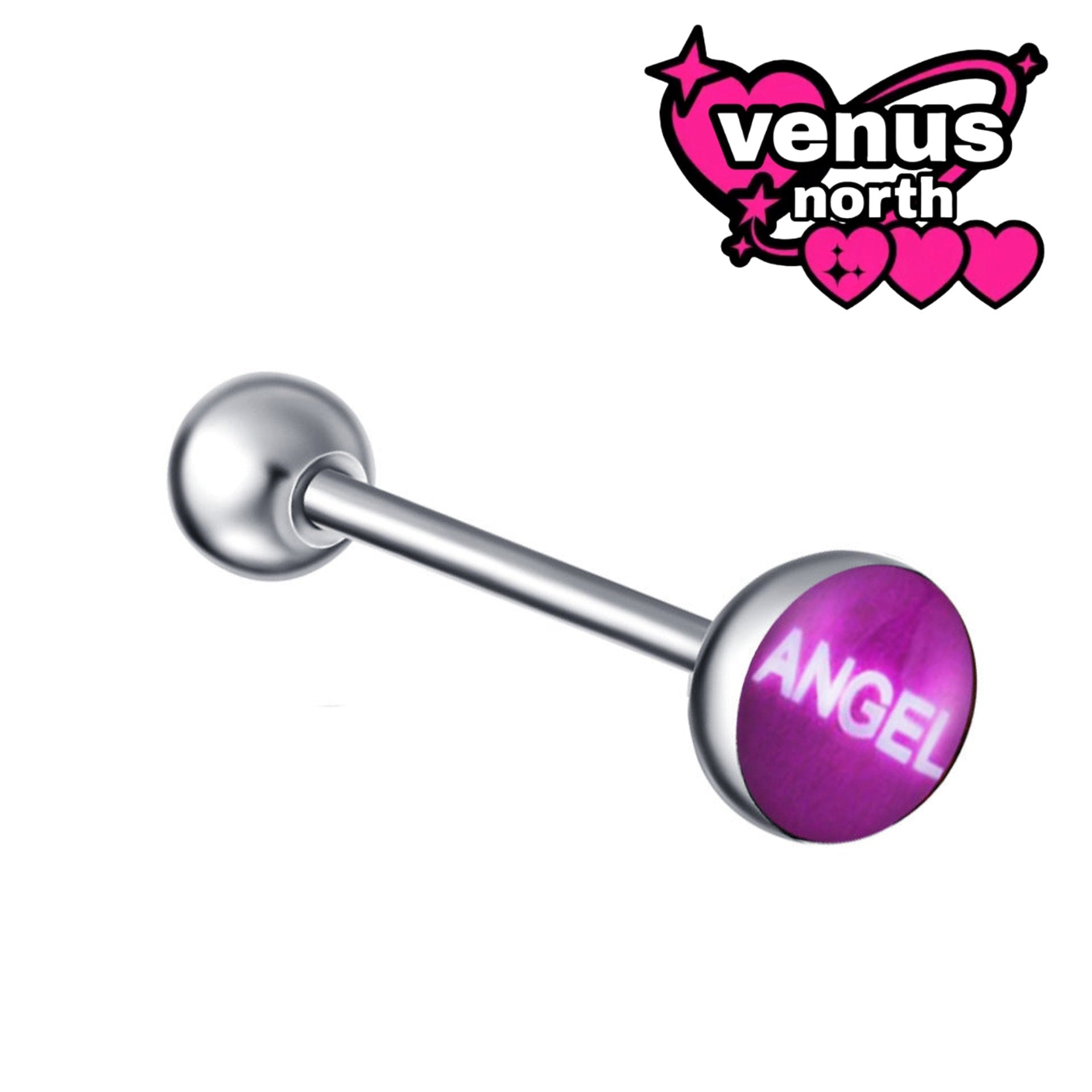 Graphic acrylic tongue barbell