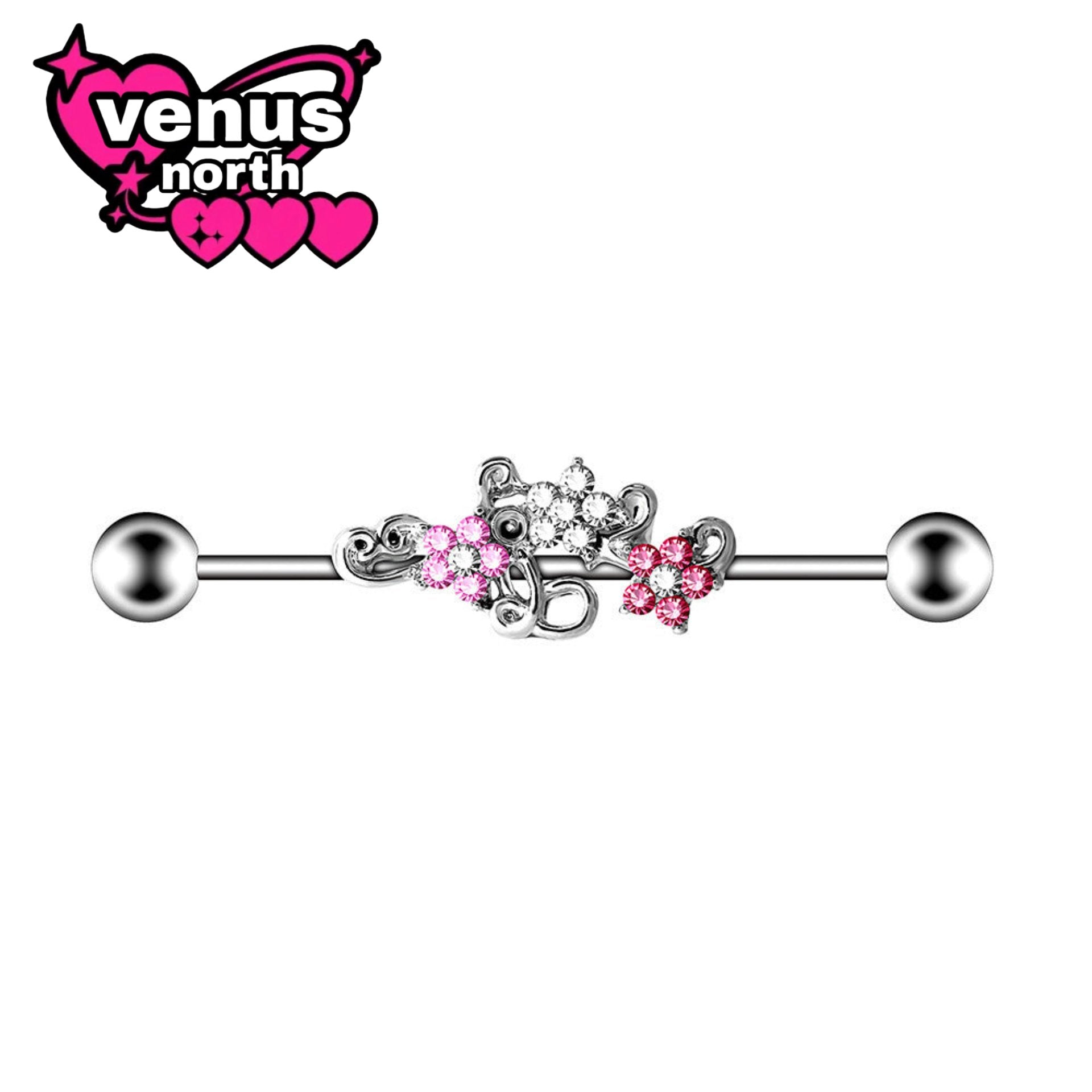Flower & infinity industrial barbell - mix and match