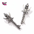 Skull & crossed swords key charm hair clip