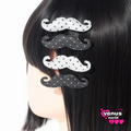 Polka dot mustache hair clip