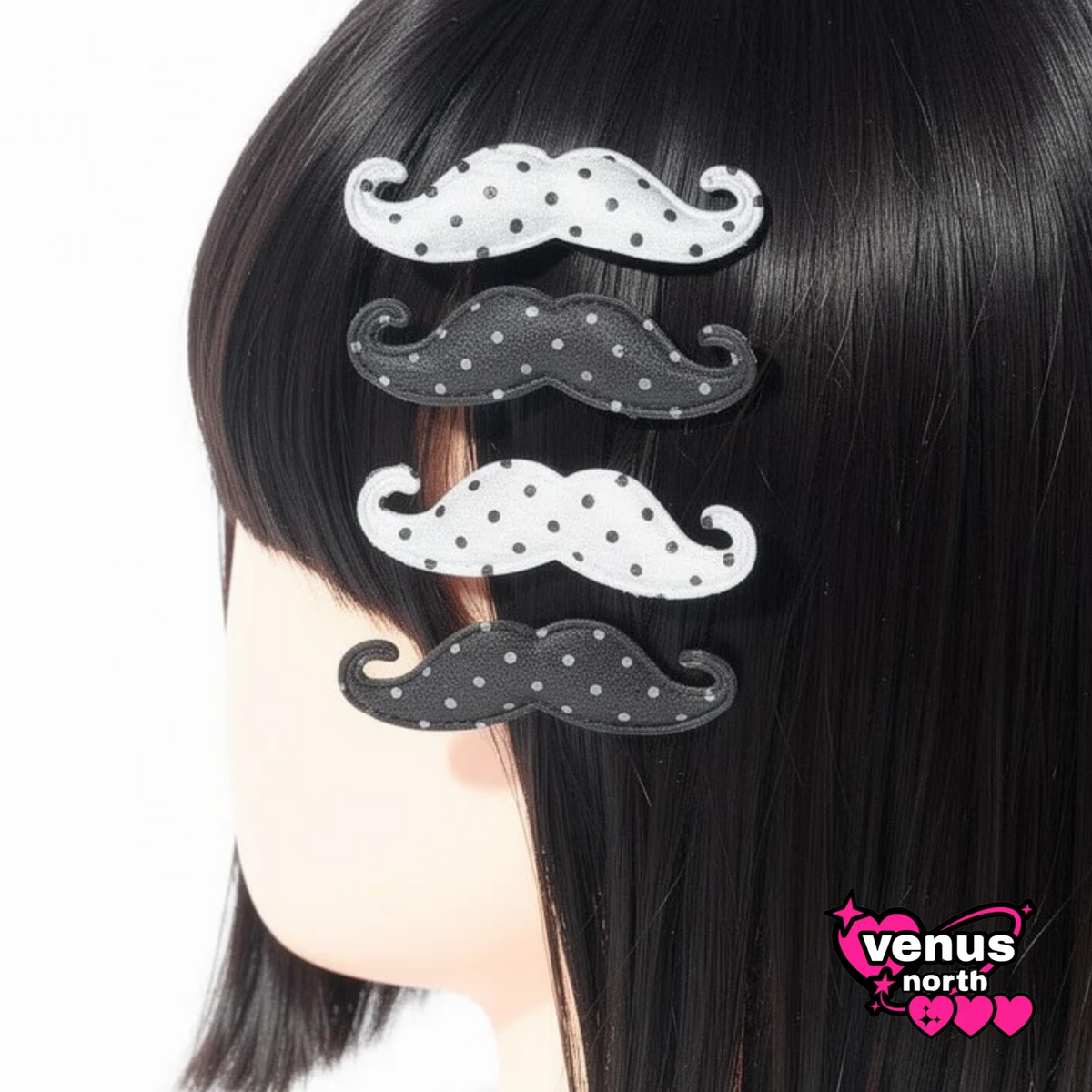 Polka dot mustache hair clip
