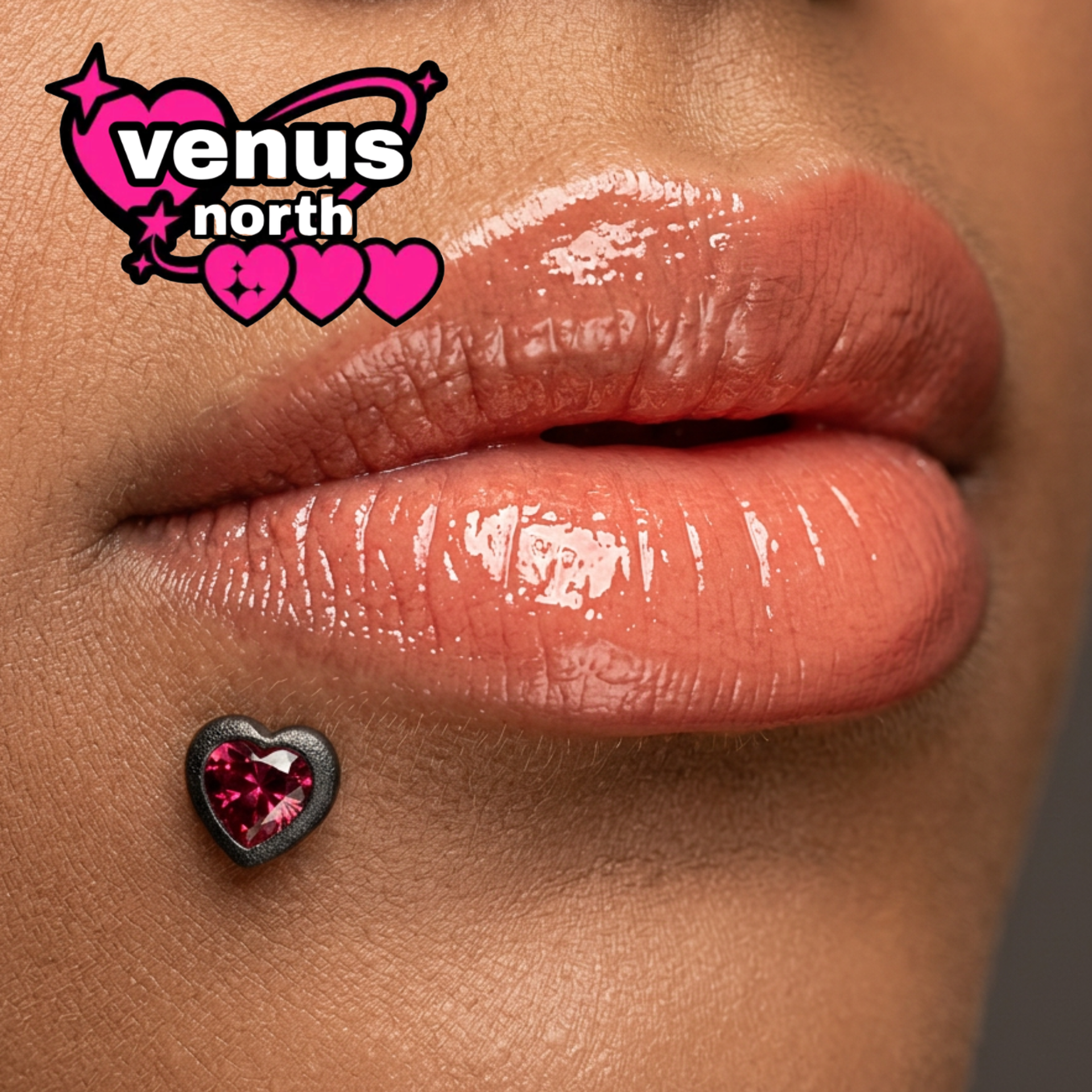 Heart crystal labret stud