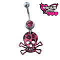 Skull print belly button piercing