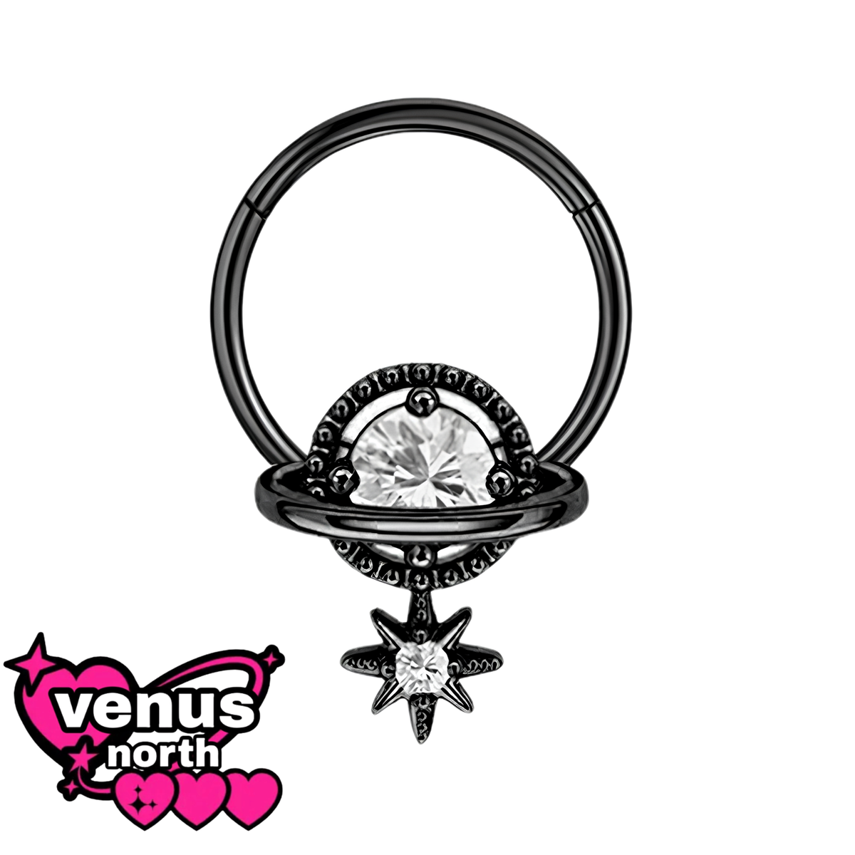 Planet star CZ clicker ring