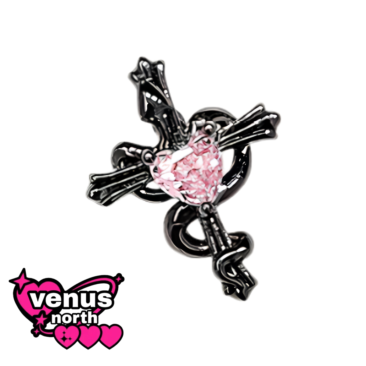 Black & pink CZ cartilage stud
