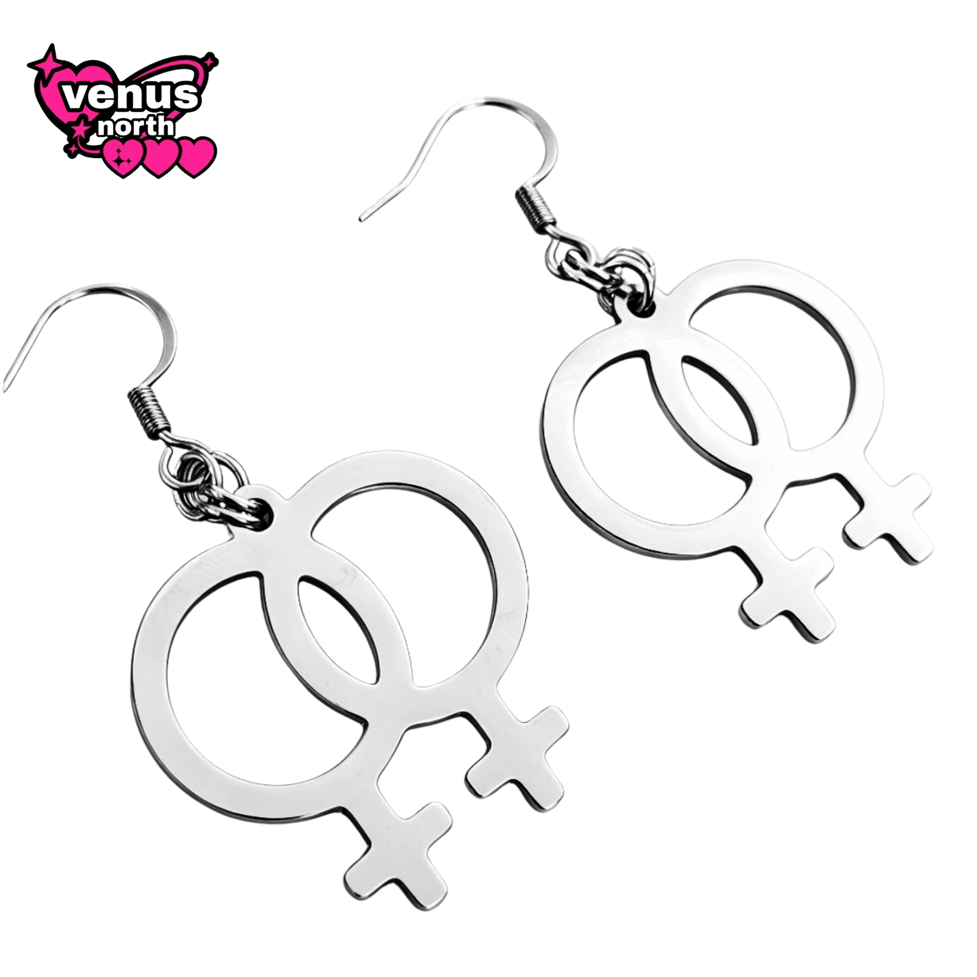 Sapphic symbol dangle earring