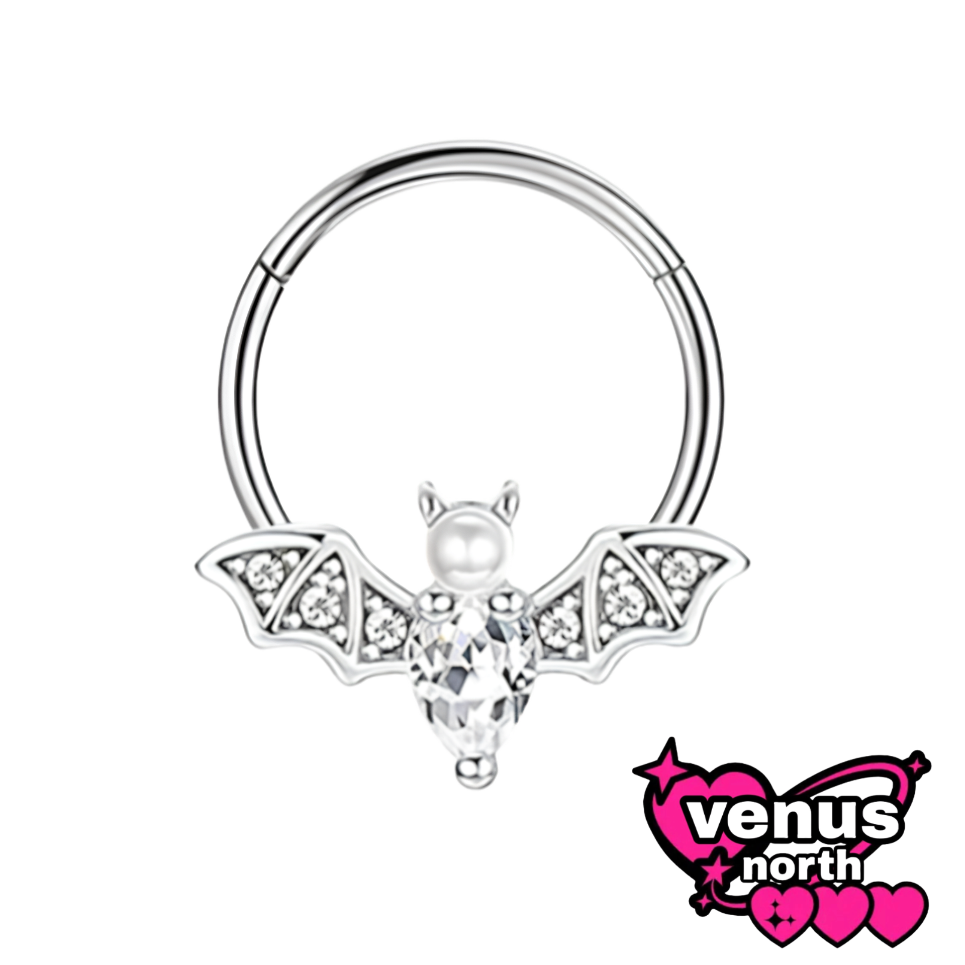 Bat CZ clicker ring
