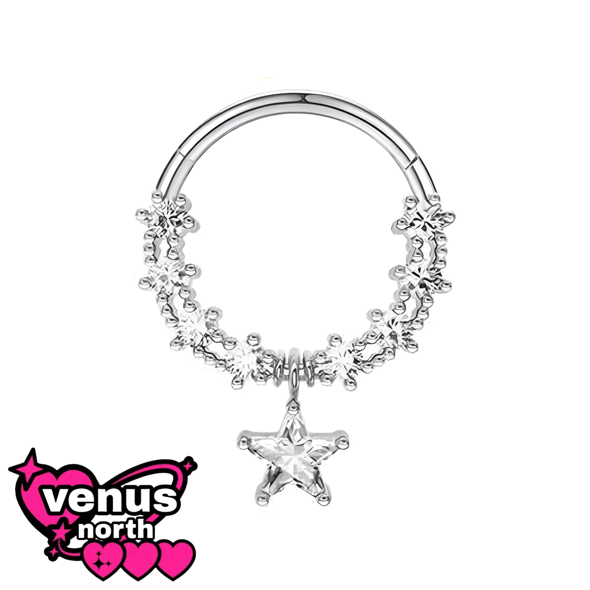 Star charm CZ clicker ring