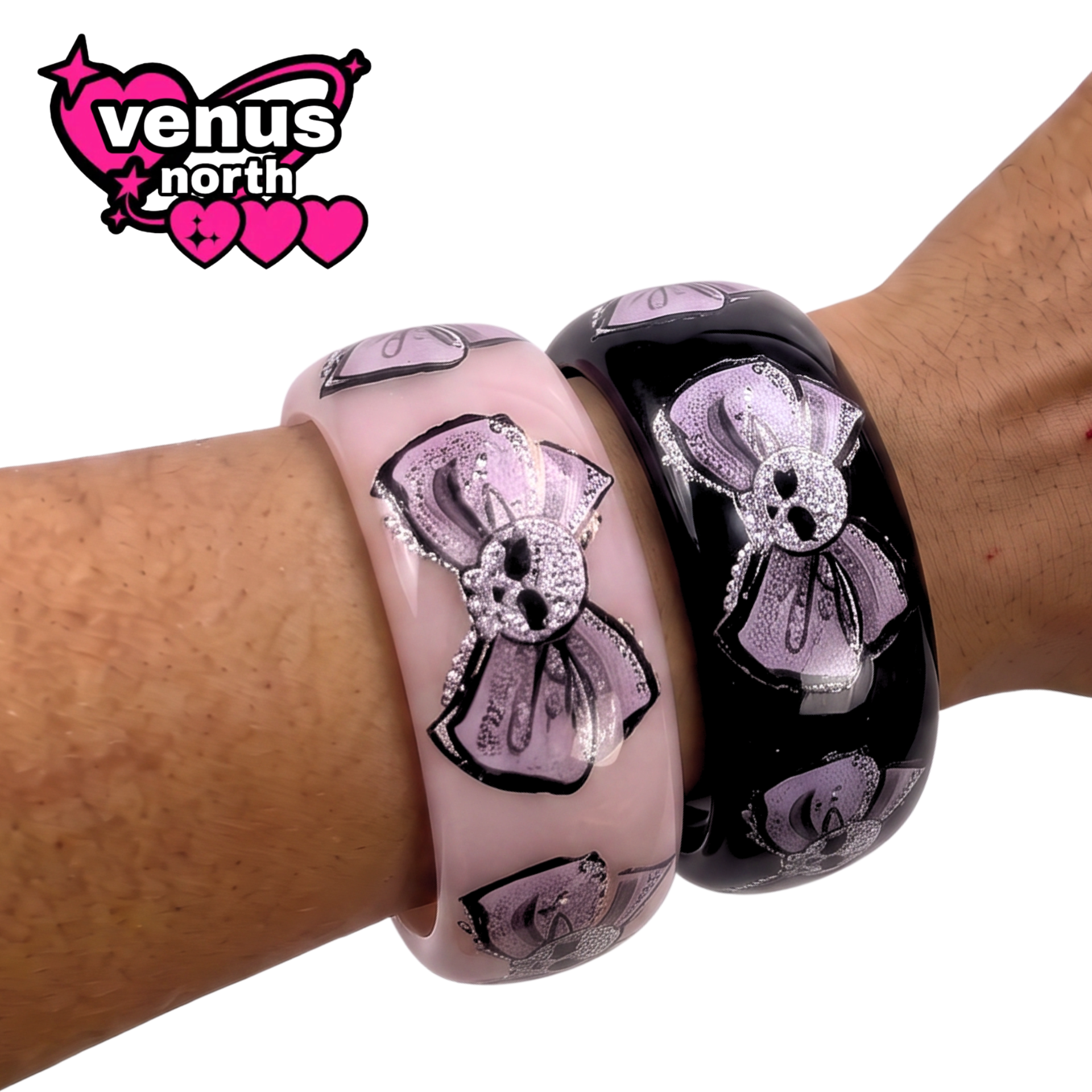 Skull & bow bangle set