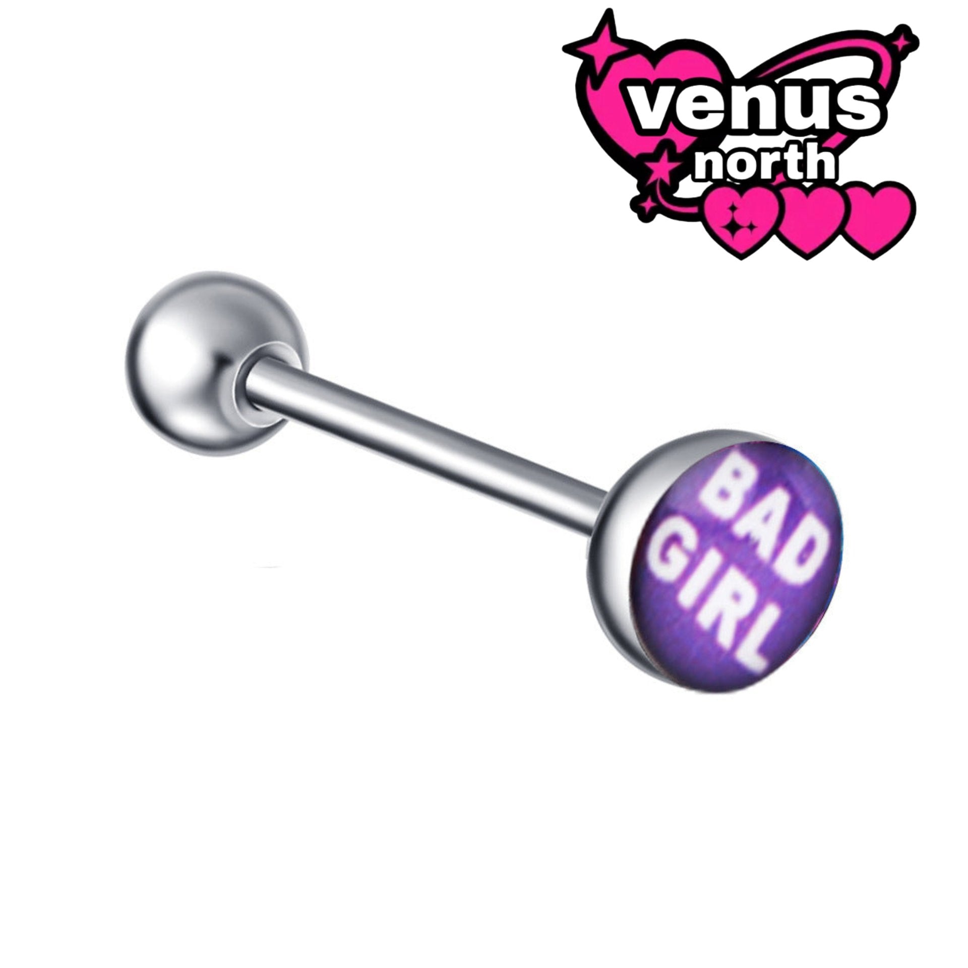 Graphic acrylic tongue barbell