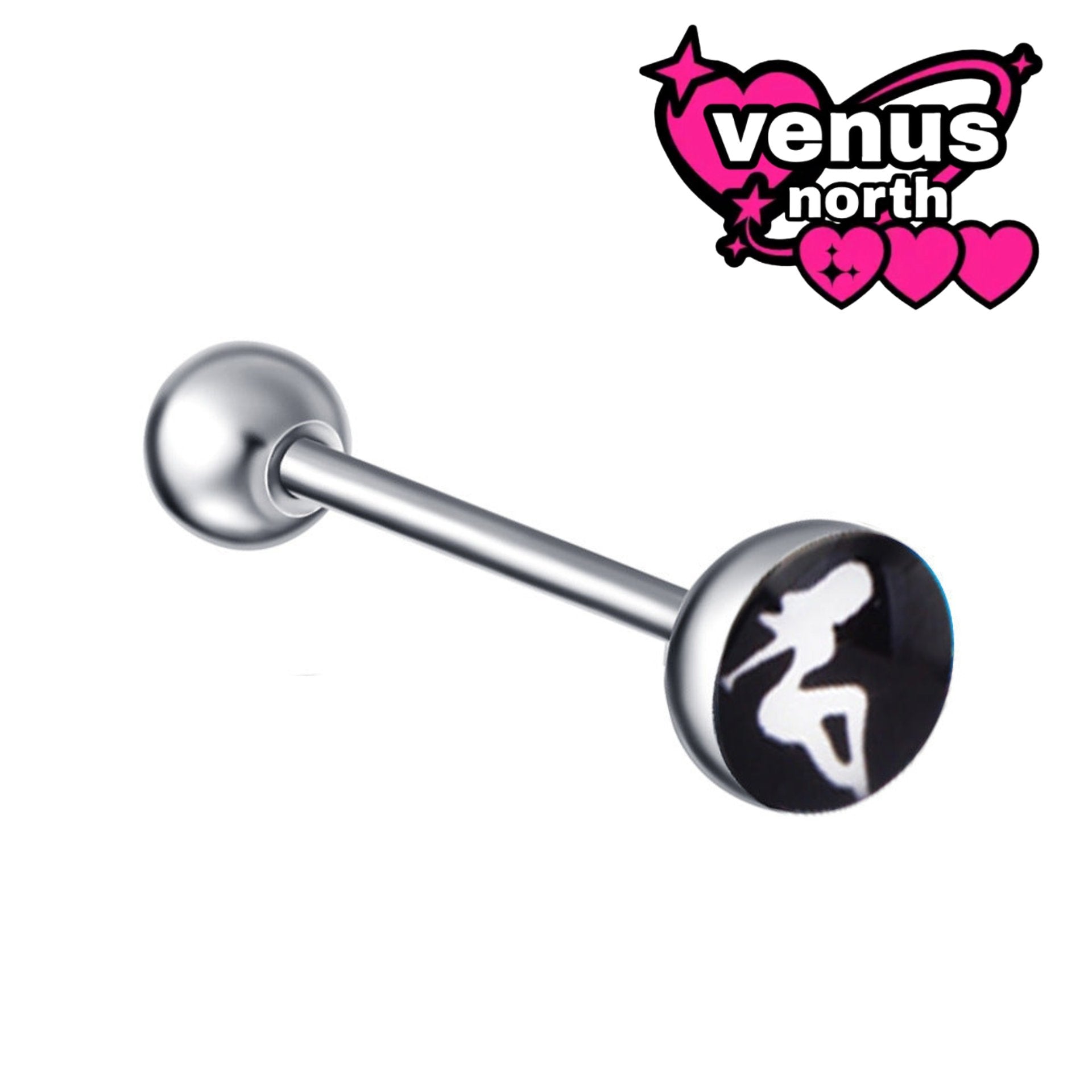 Graphic acrylic tongue barbell