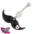 Mustache & heart belly button piercing