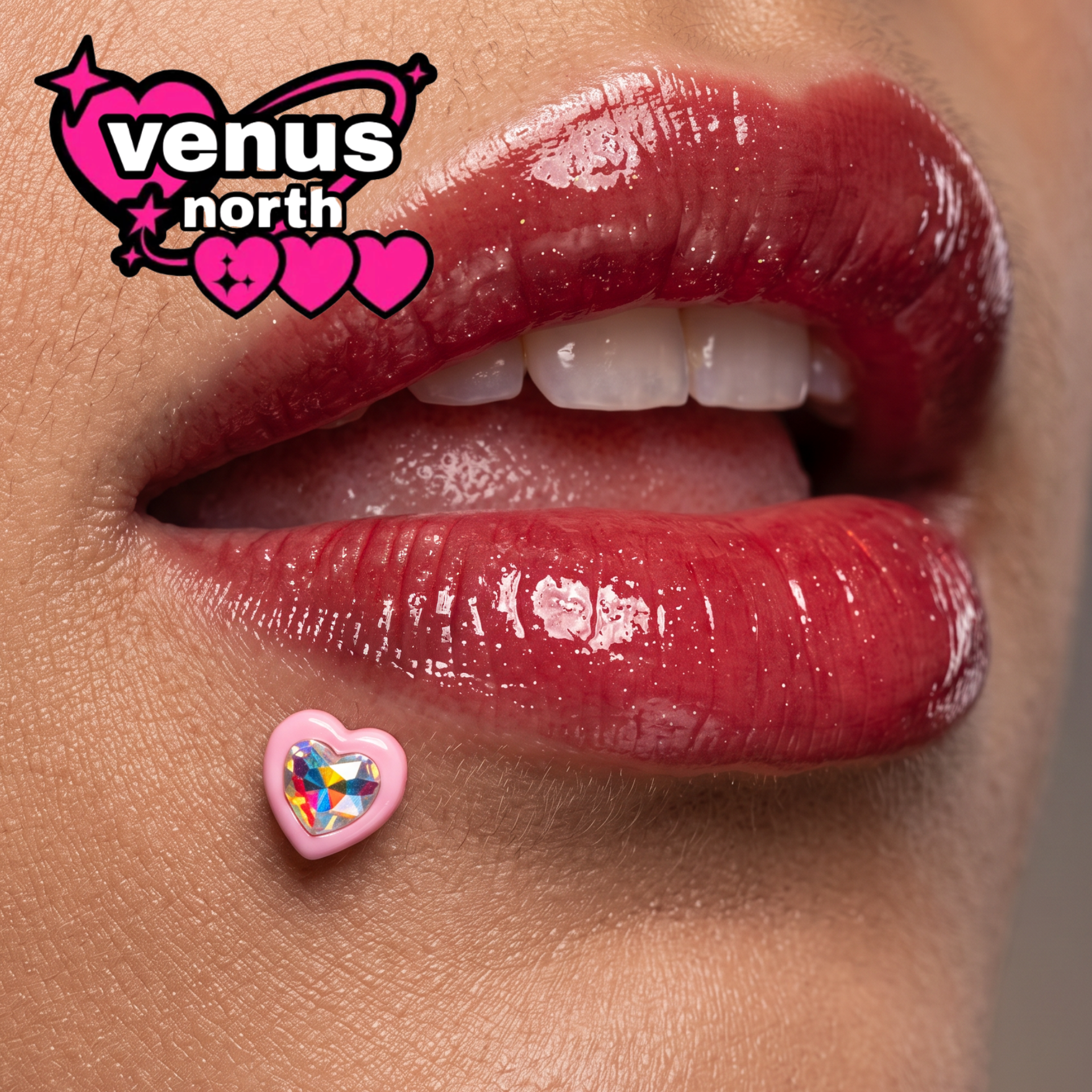 Heart crystal labret stud