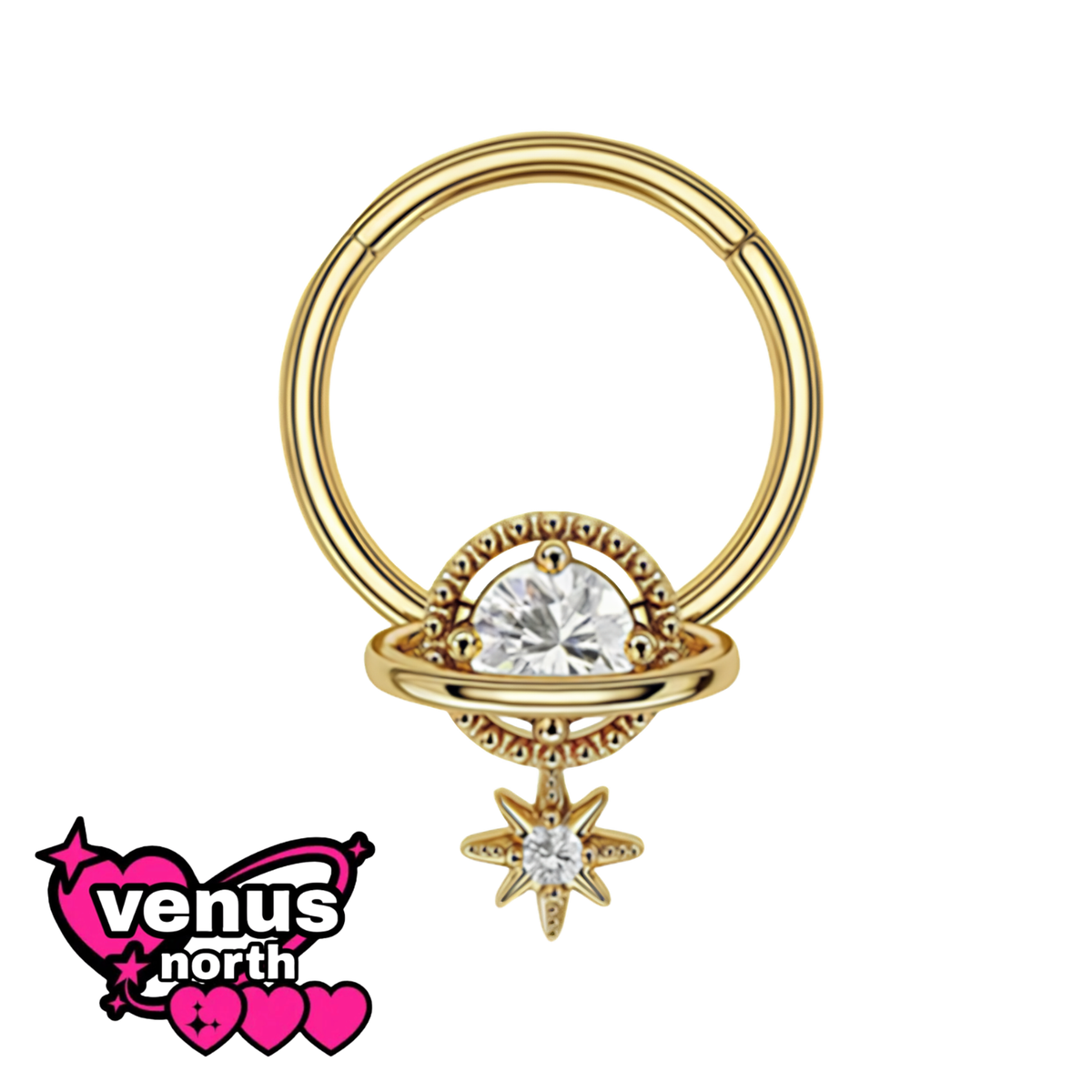 Planet star CZ clicker ring