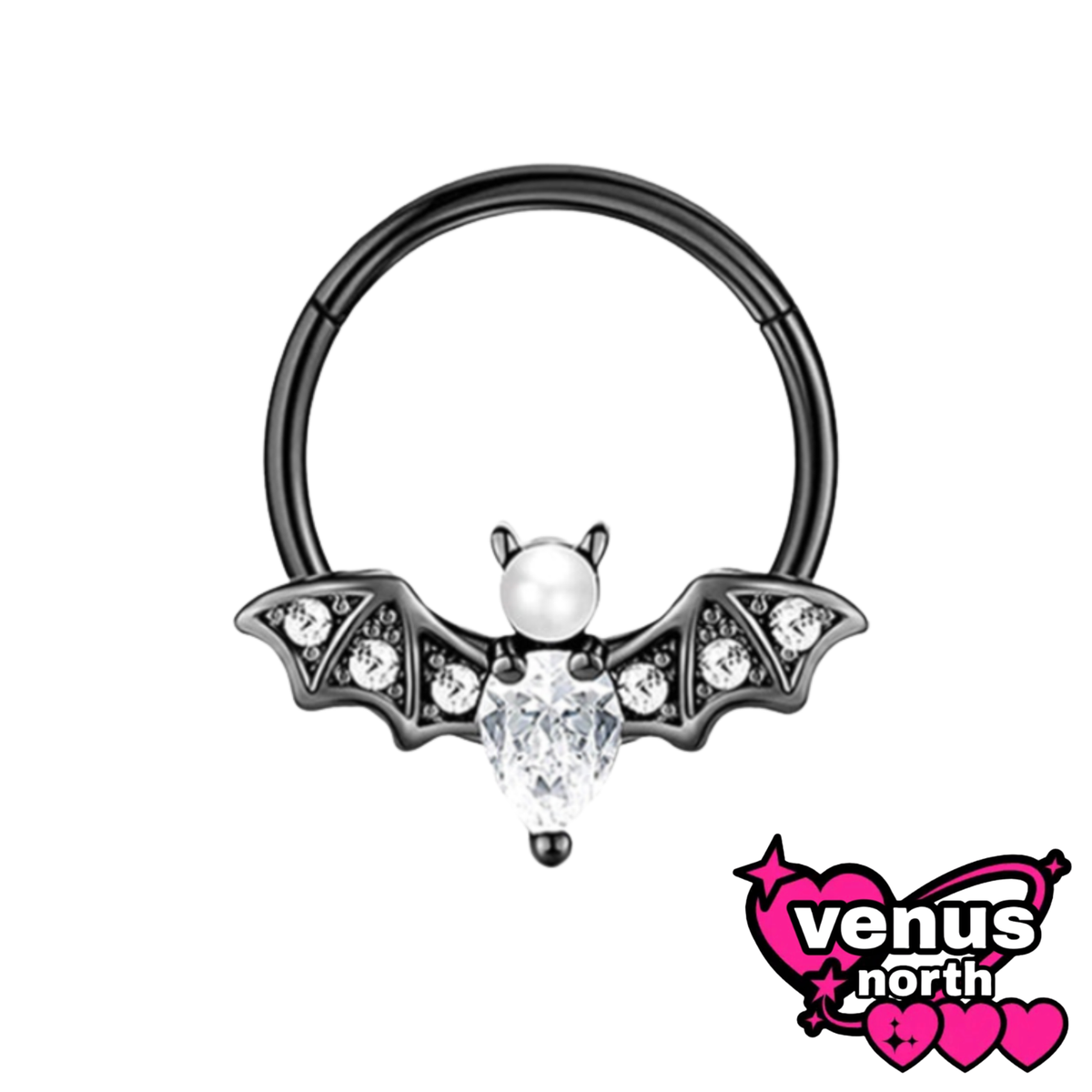 Bat CZ clicker ring