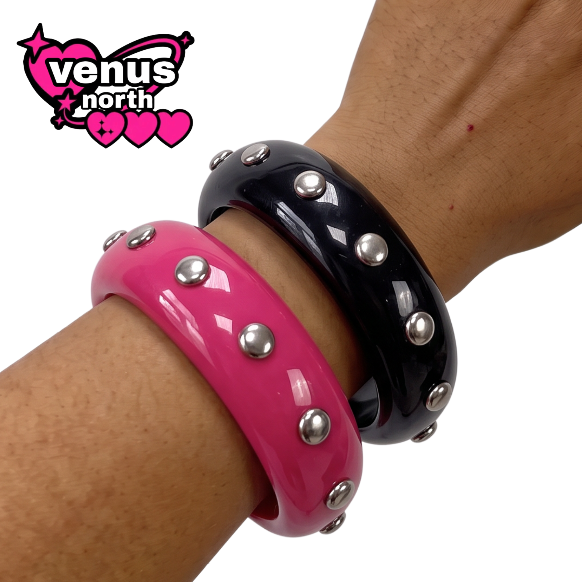 Pink & black studded bangles