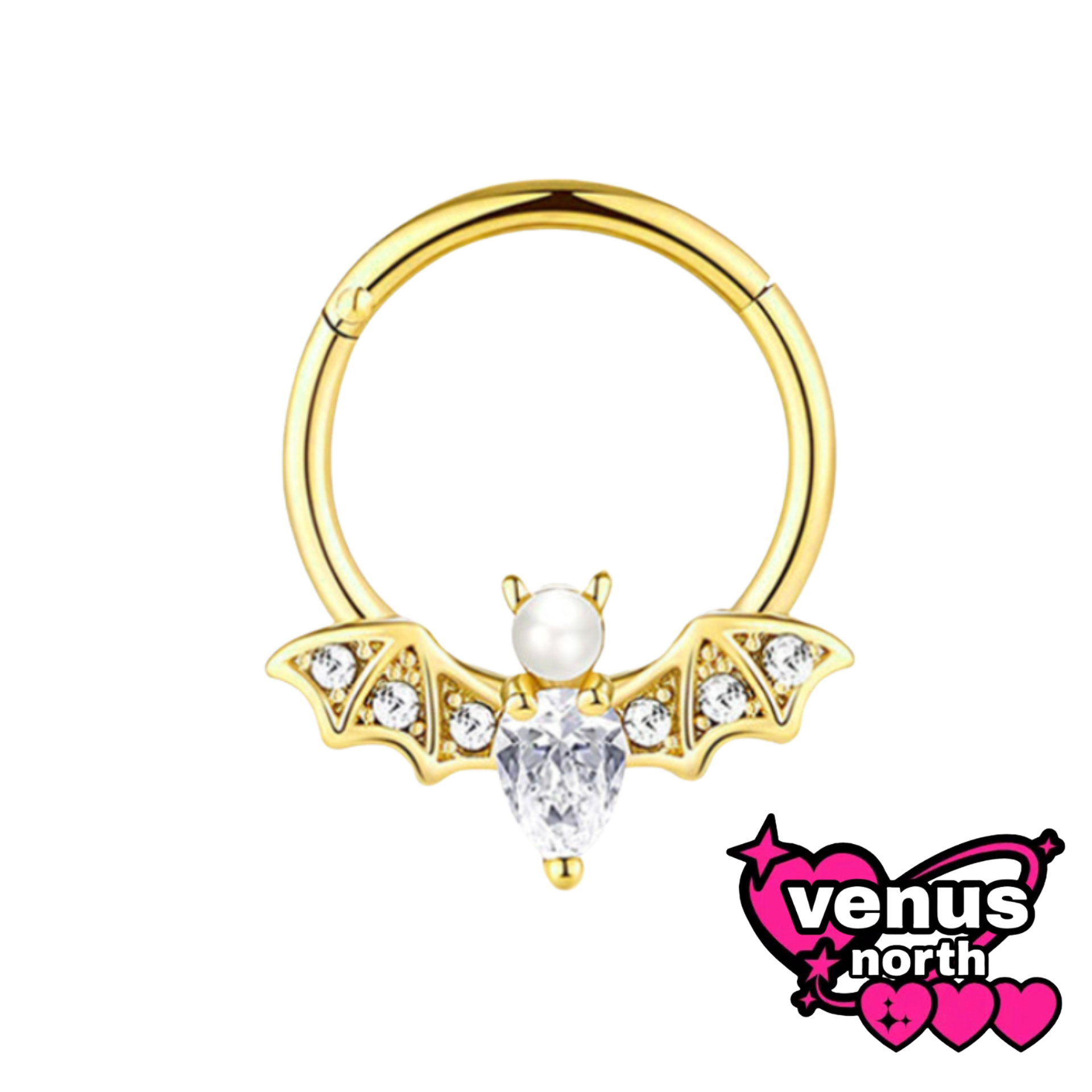 Bat CZ clicker ring