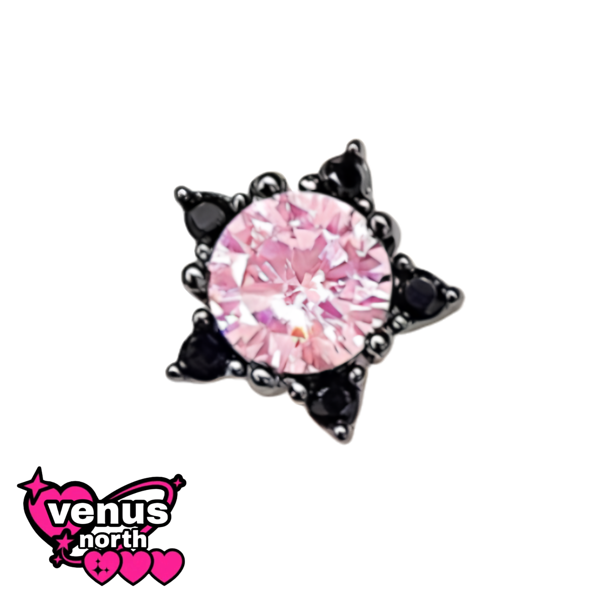 Black & pink CZ cartilage stud