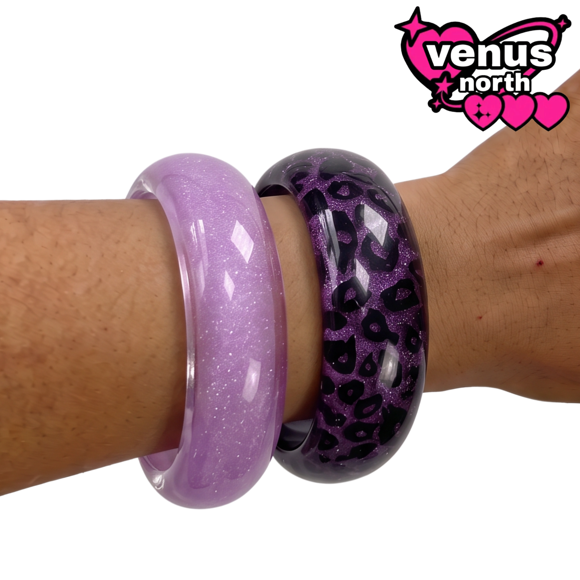 Purple leopard print bangle set