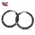 European and American fashion, exaggerated, cool style, large black hoop earrings, fashionable high-end, diamond-studded trendy earrings, new arrival