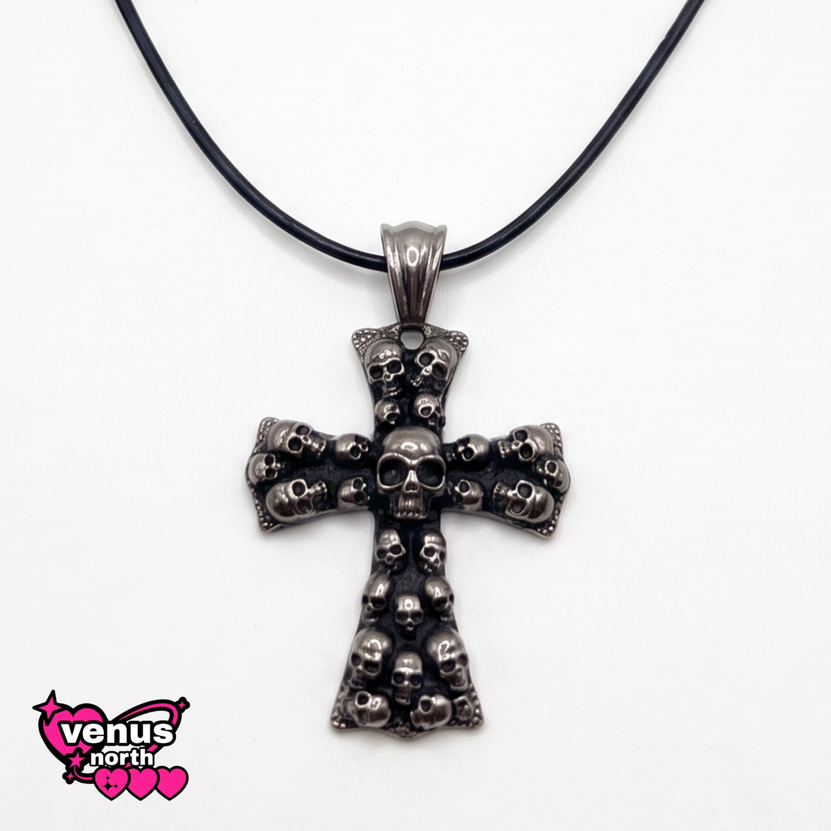Gothic skull cross pendant necklace