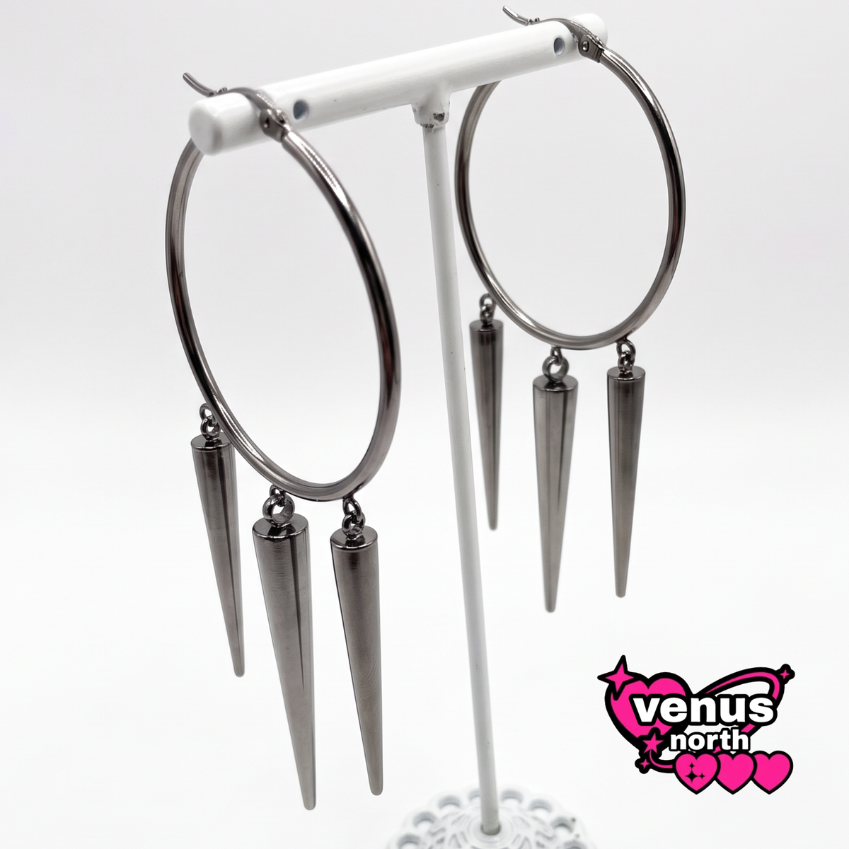 Spike charm hoop earrings