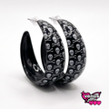 Skull & crossbones pattern hoop earrings -