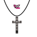 Black studded cross cord necklace