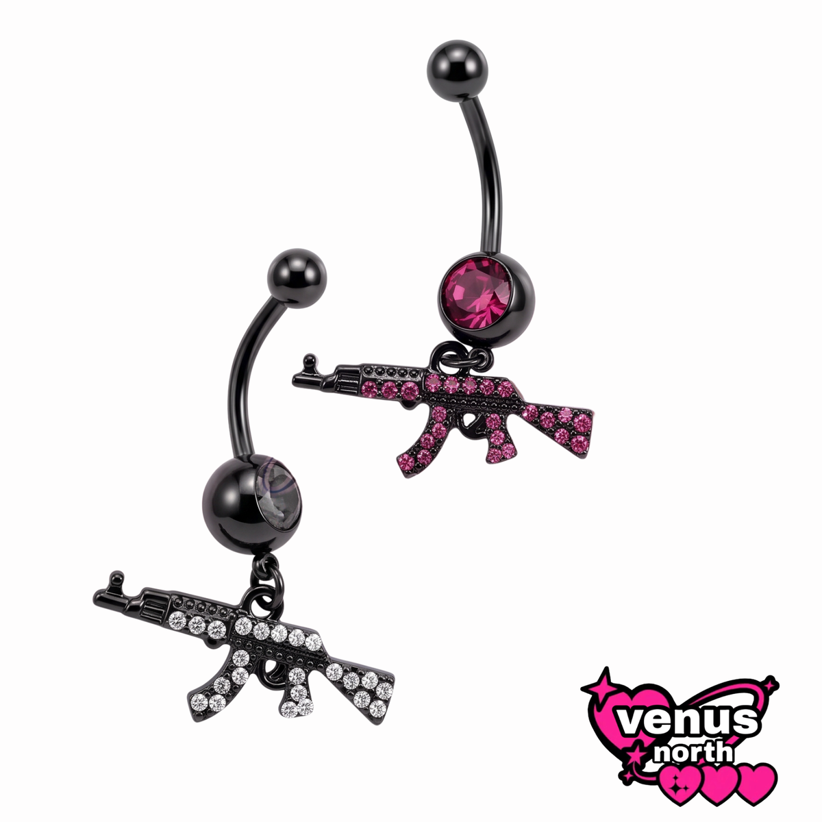 Rifle charm navel piercing