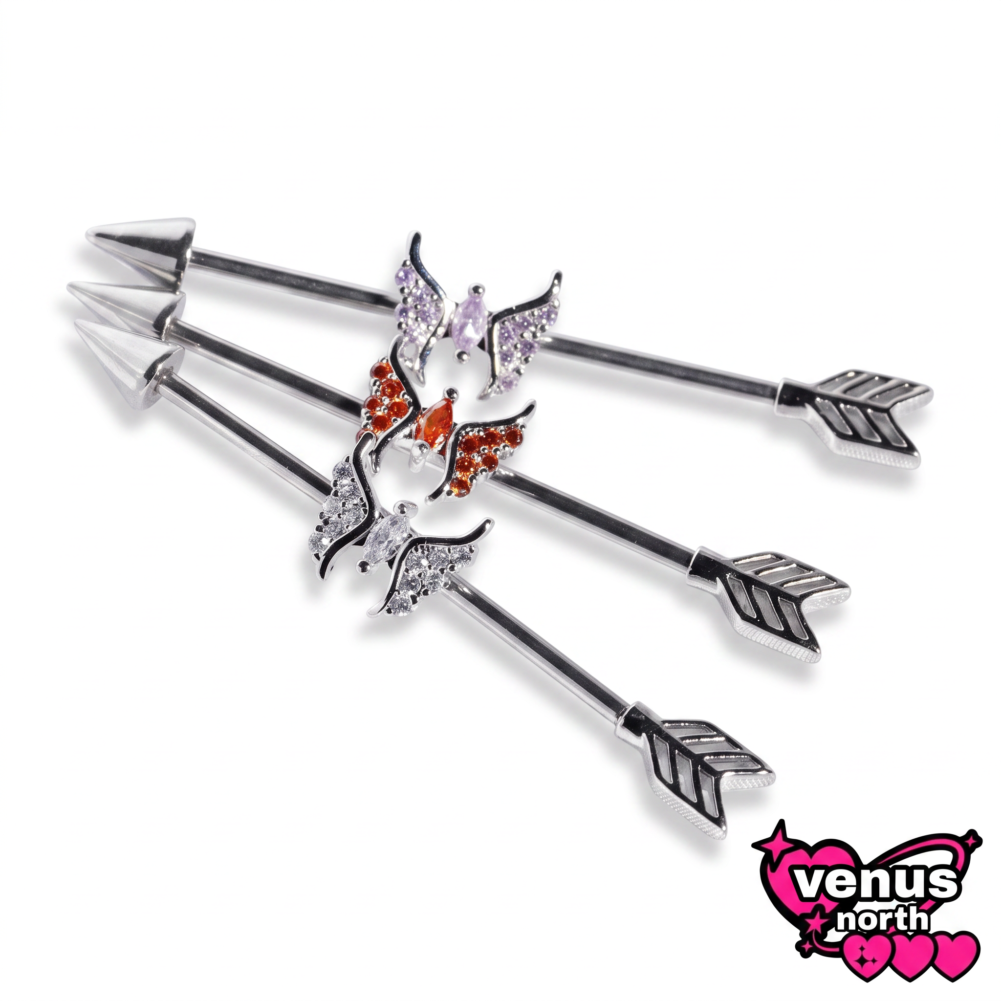Butterfly arrow industrial barbell