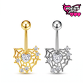 Spiderweb heart charm belly button piercing