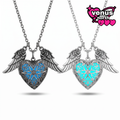 Winged heart glow-in-the-dark necklace