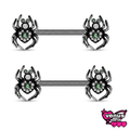 Spider charm nipple piercing