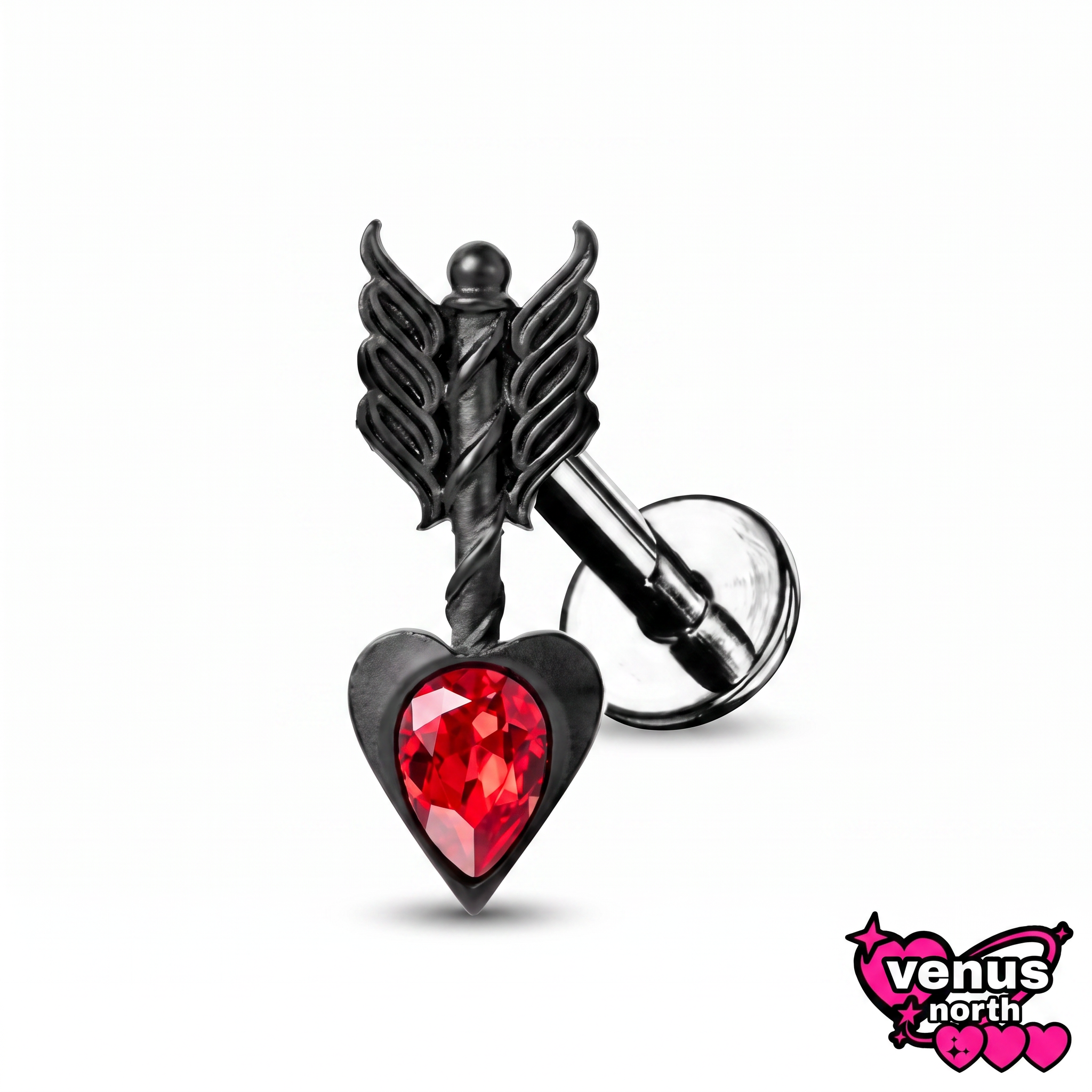 Arrow & heart labret stud