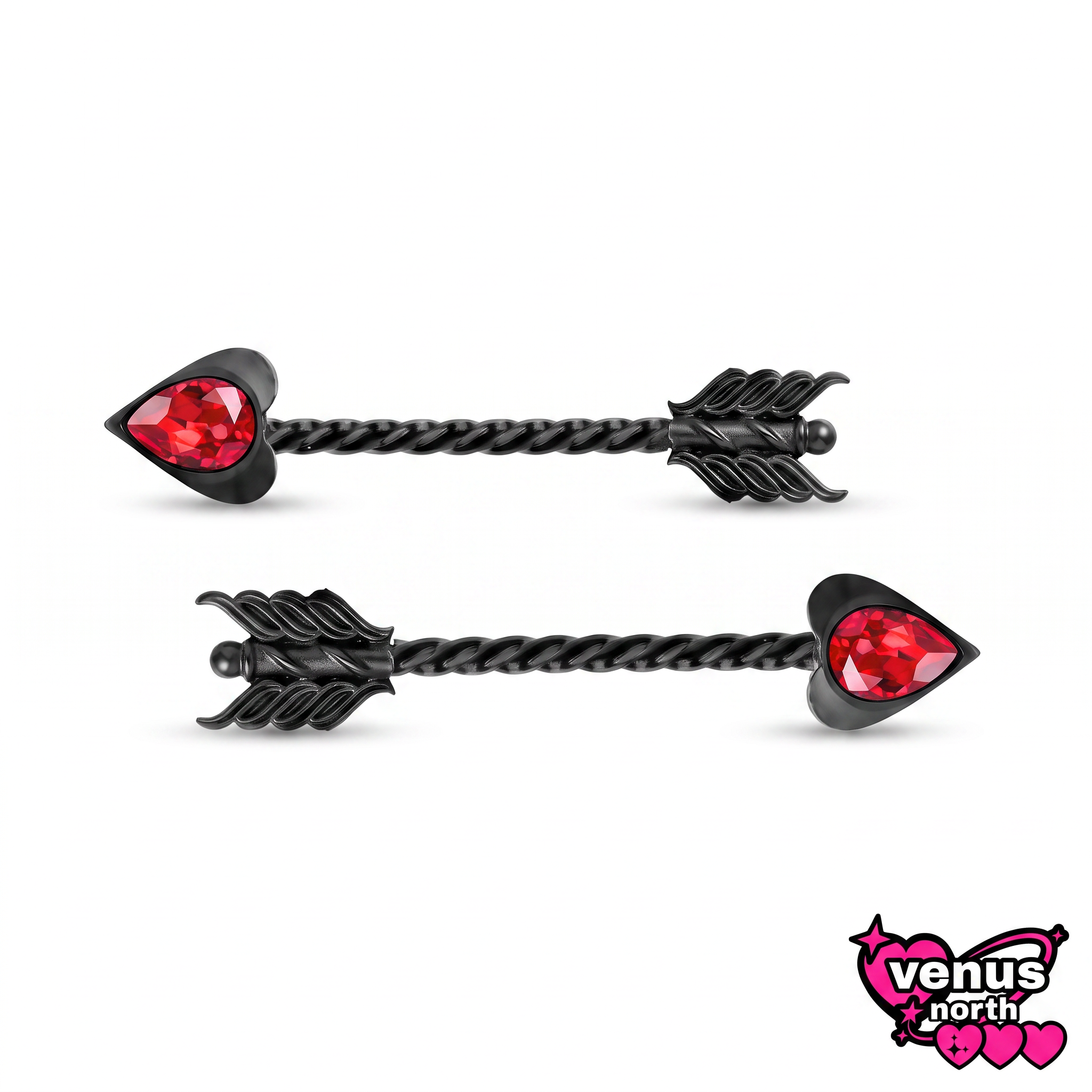 Arrow & heart nipple barbell