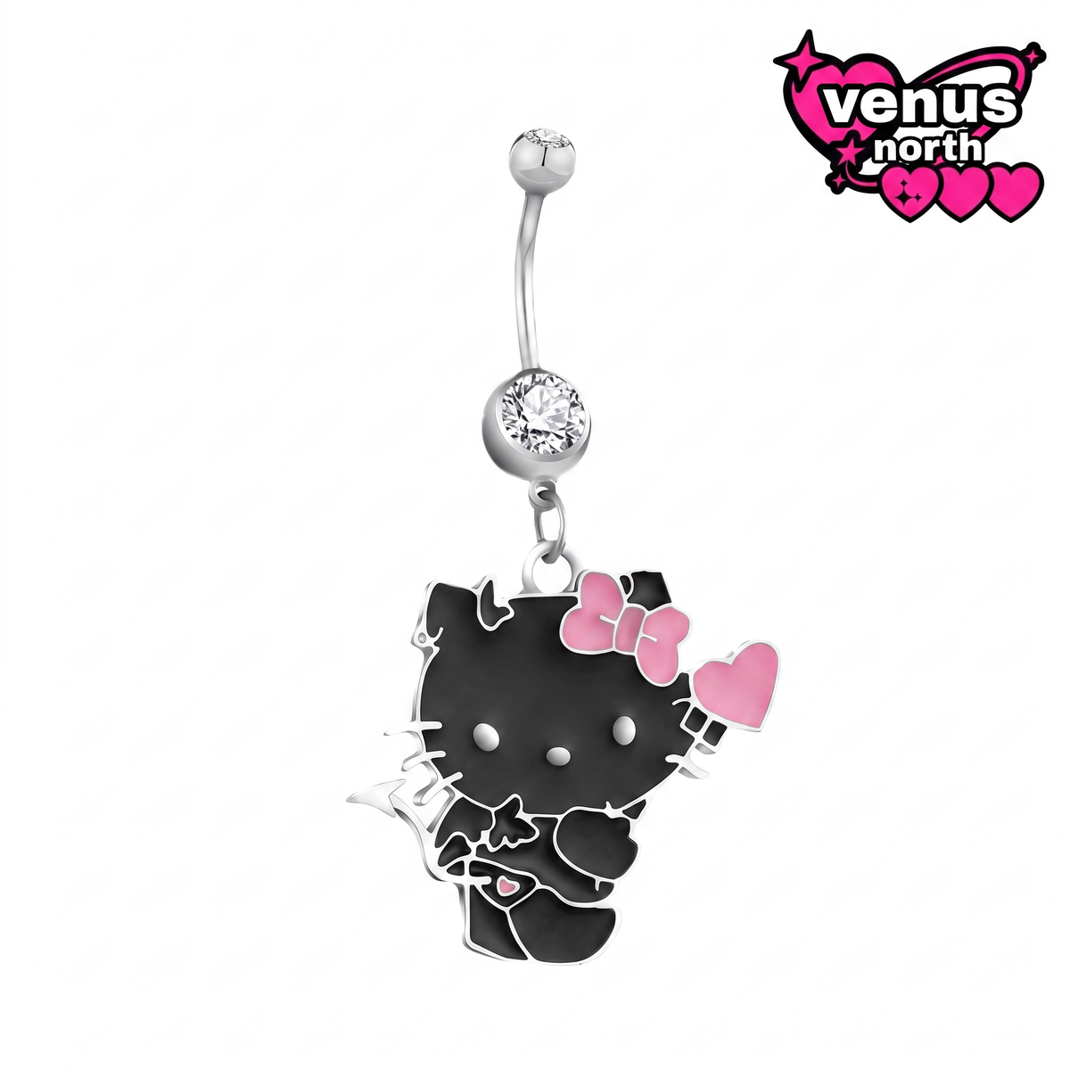 Cat character belly button piercing