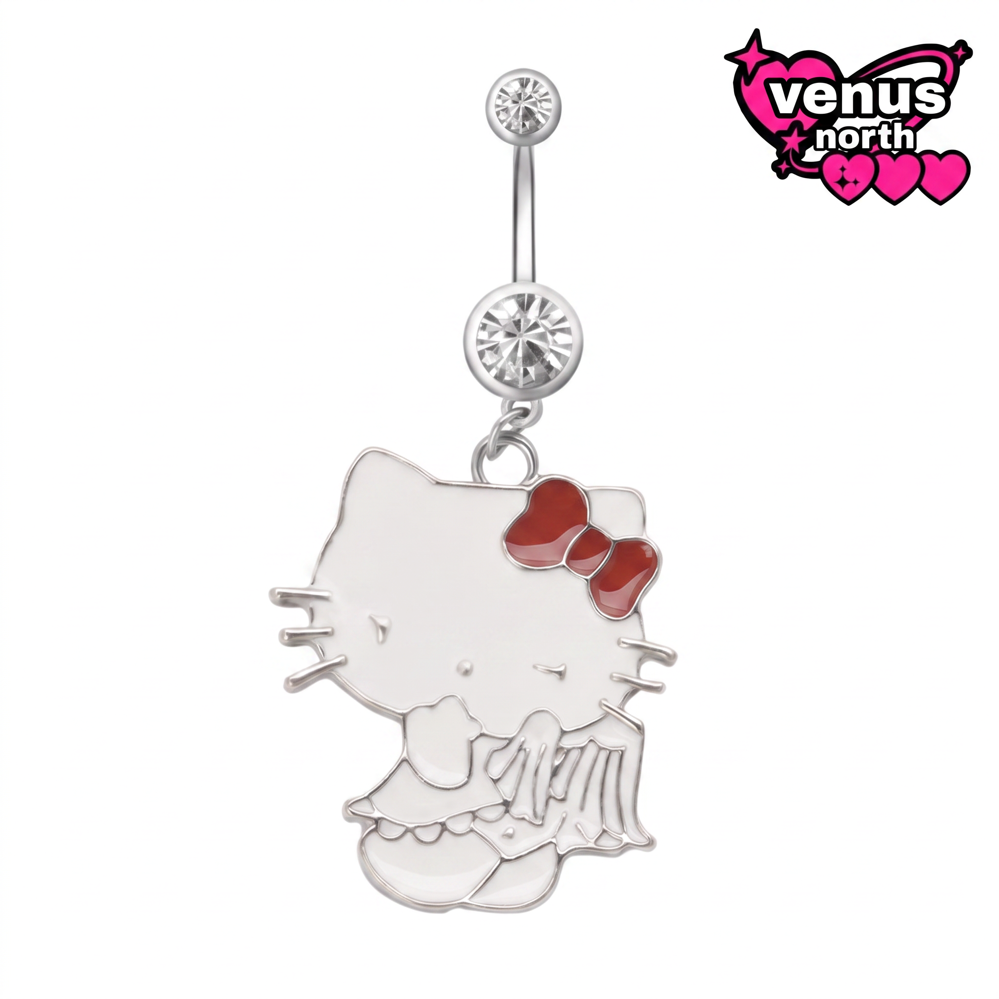 Cat character belly button piercing
