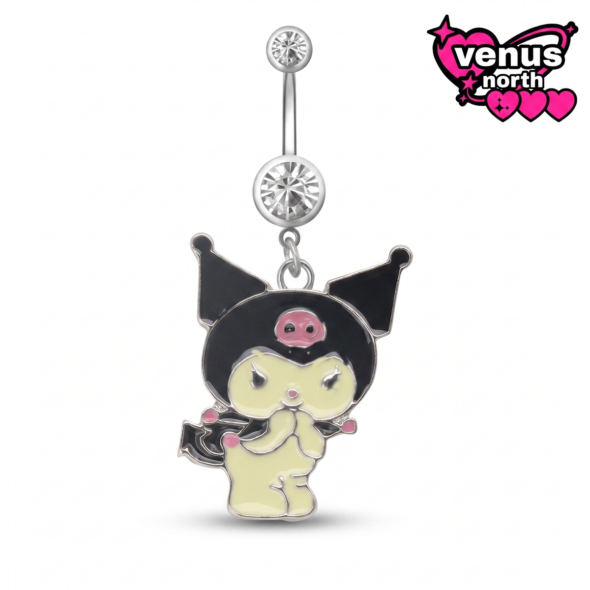 Cat character belly button piercing