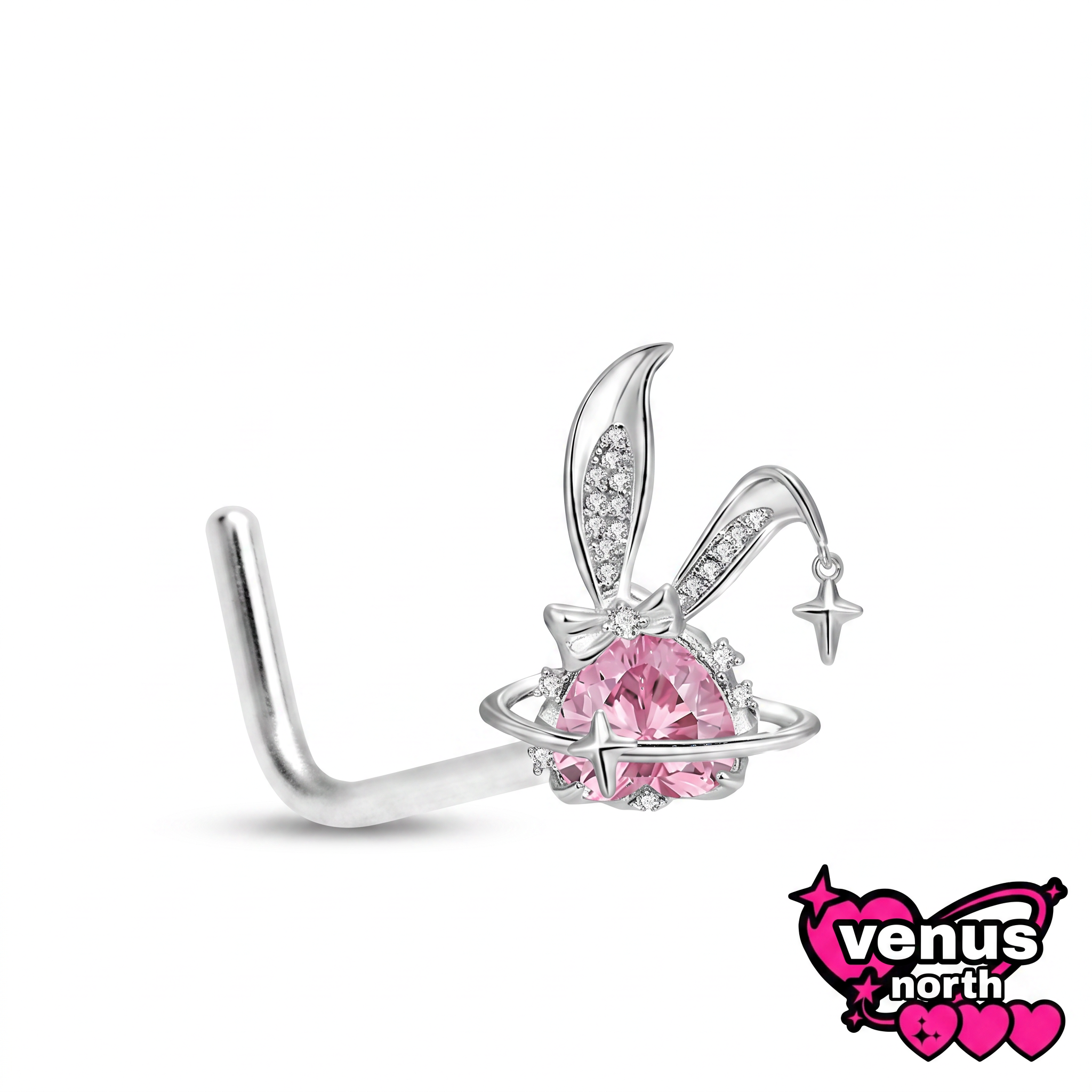 Bunny & star charm nose stud