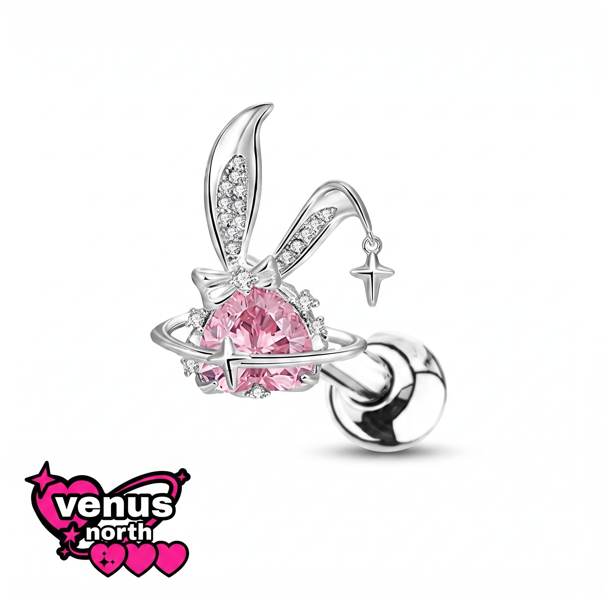 Bunny & star charm cartilage stud