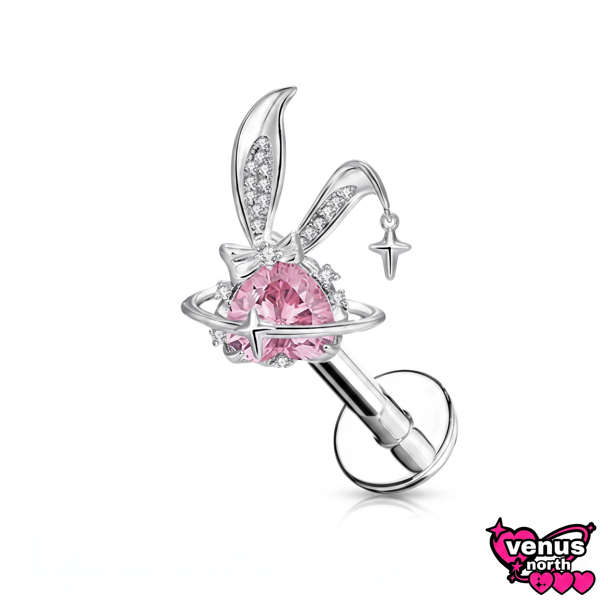 Bunny & star charm labret stud