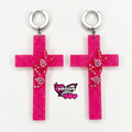Glitter cross bunny charm earrings