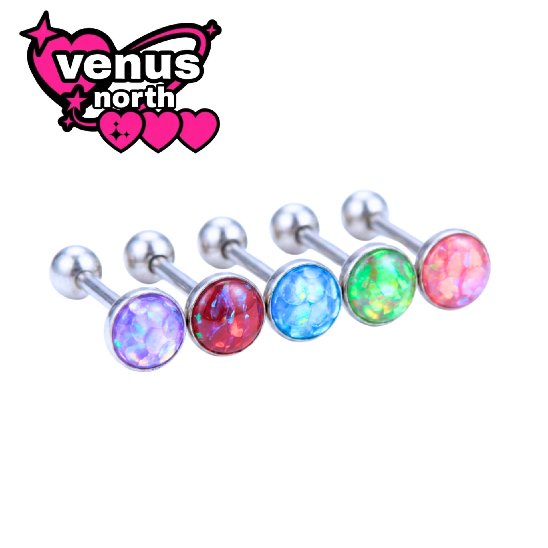 Opal fish scale tongue barbell