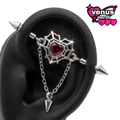 Spiderweb heart industrial barbell