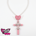 Winged heart cross pendant necklace