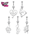 Musical note heart charm navel piercing