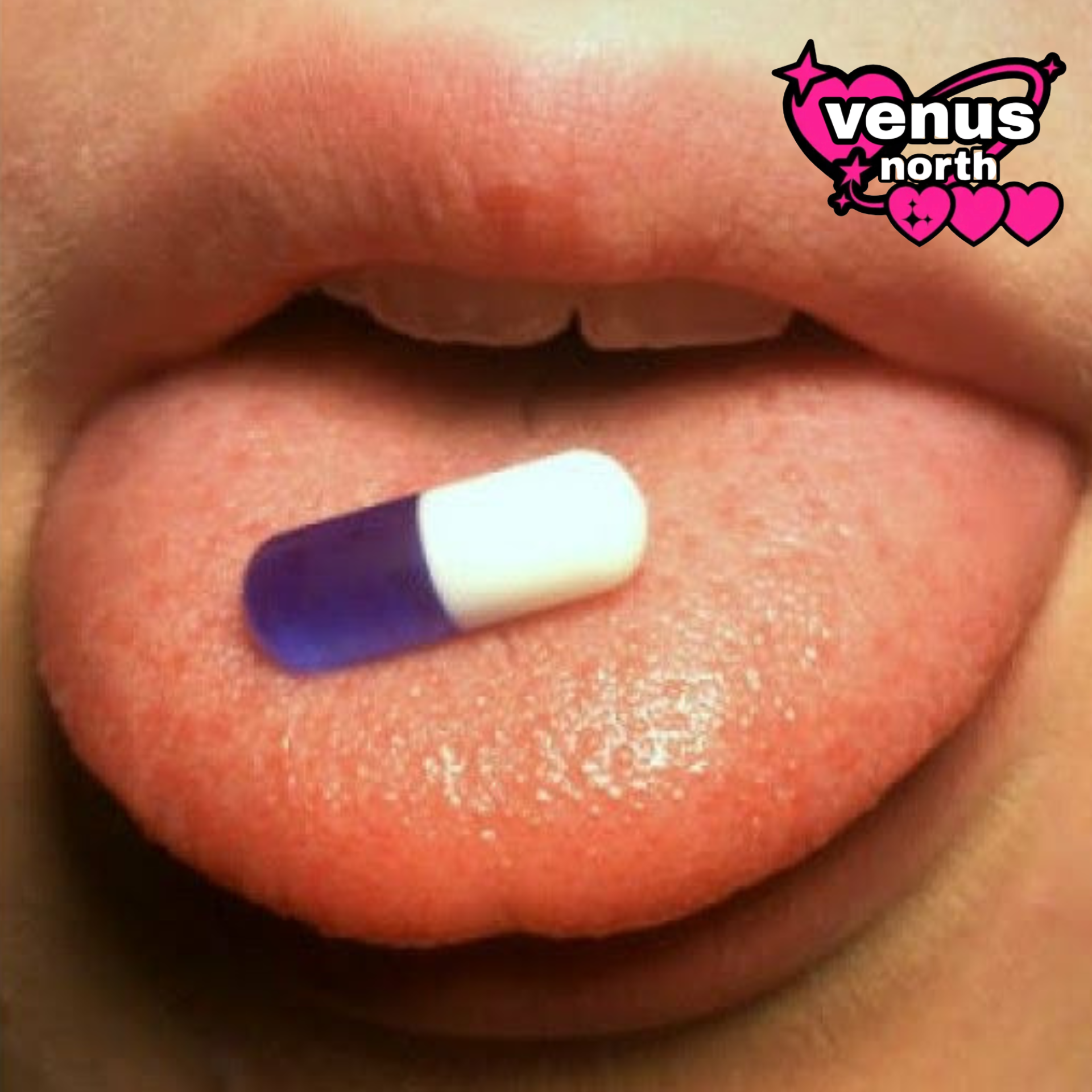 Pill imitation tongue piercing
