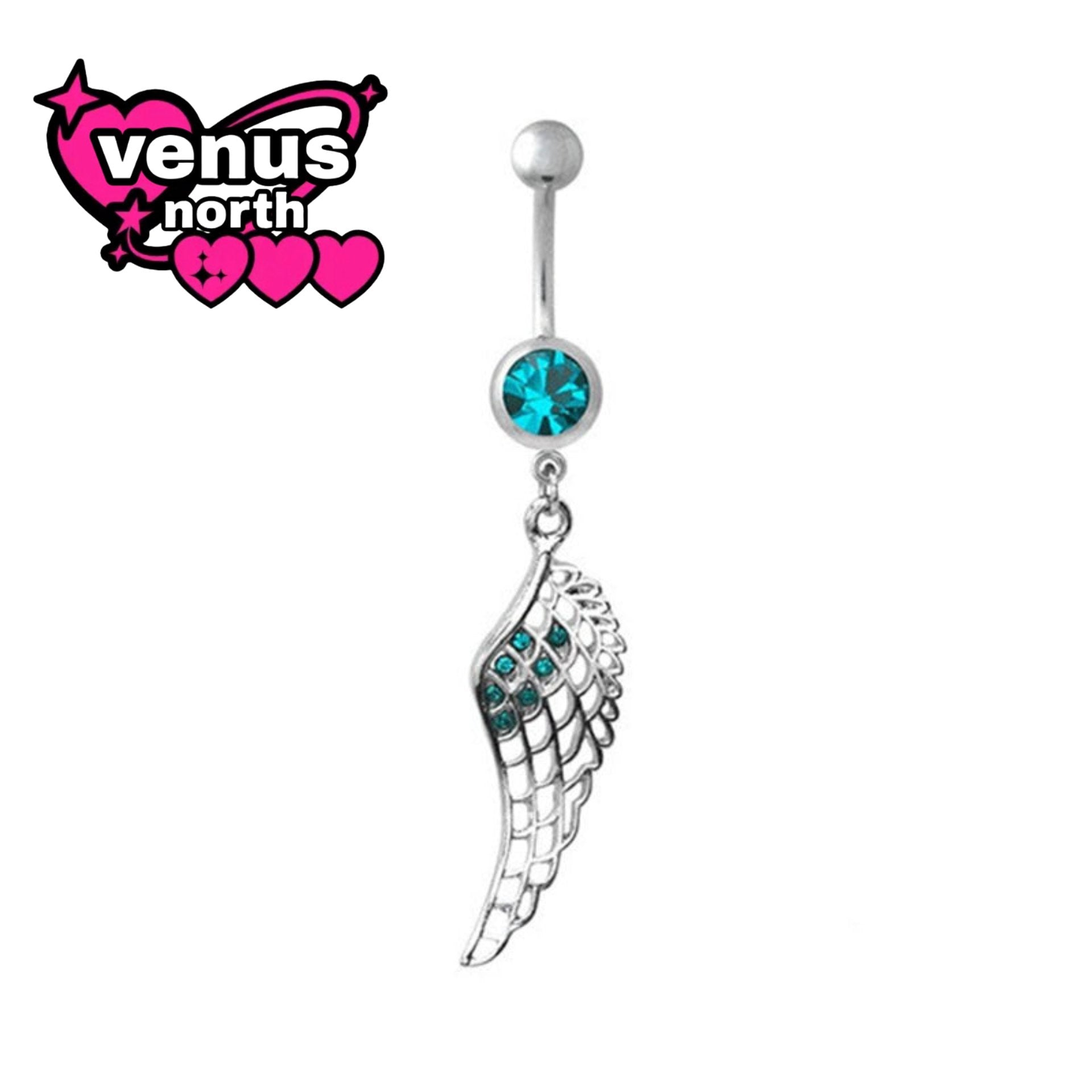 Angel wing dangle navel piercing